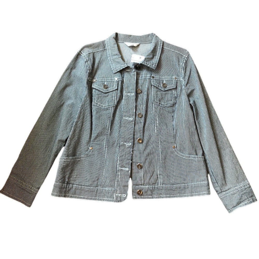 NWT Christopher & Banks Striped Denim Jacket Size XL